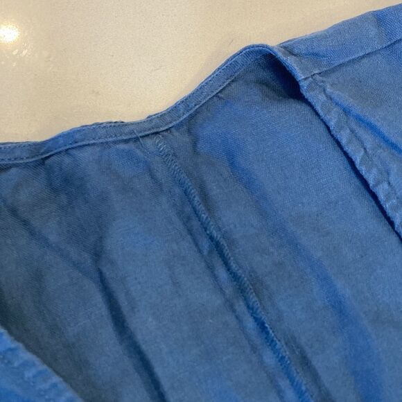 Reformation Carmelo Ruffled Wrap Mini Dress Blue 100% Linen Small - Picture 7 of 8